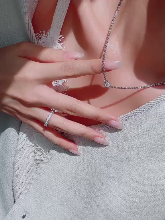 [14K 화이트골드] 이태리 체인 목걸이 (랩다이아 세팅)
